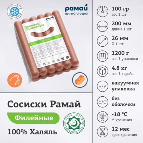 Сосиски Филейные 100 гр. Халяль